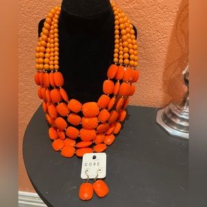 New Orange Necklace with matching earrings.